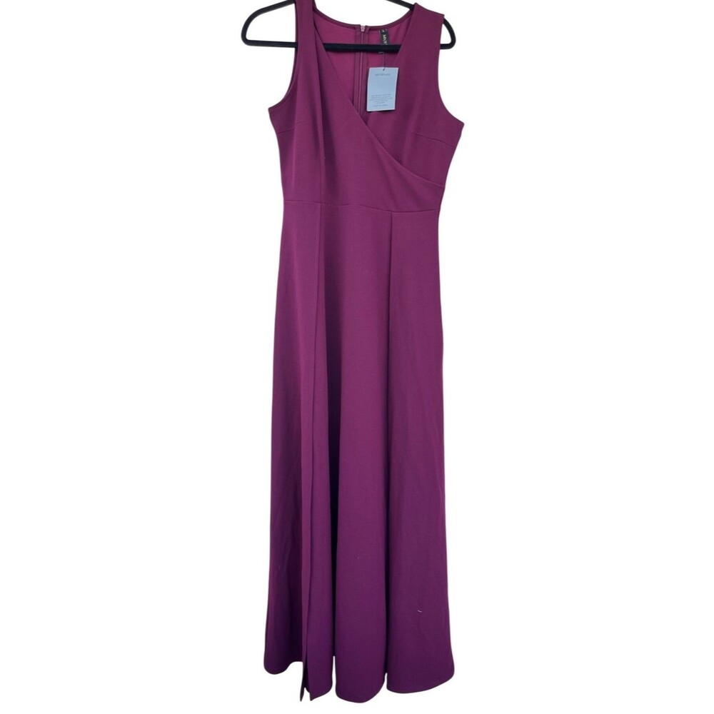 Burgundy Palazzo Jumpsuit Women’s Formal Dress Illusion Wide Leg size L NWT - Picture 3 of 15